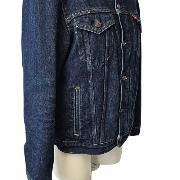 Levi's Original Sherpa Denim Trucker Jacket, Blue, Jean, Button Up, Size Medium - Picture 9 of 11